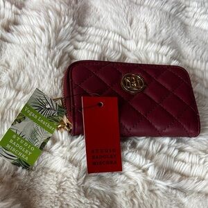 Badgley Mischka vegan leather wine diamond coin purse keychain  Quilted Wallet